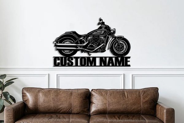 Harley Davidson Motorcycle Metal Wall Art Personalized Metal Name Sign Gift for Biker Home Decor