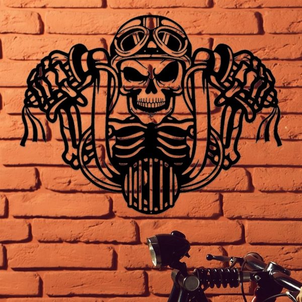 Herley Davidson Motorcycle Metal Art Skull Biker Sign Laser Cut Metal Signs Mancave Decor