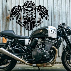 Herley Davidson Motorcycle Metal Art Skull Biker Sign Laser Cut Metal Signs Mancave Decor