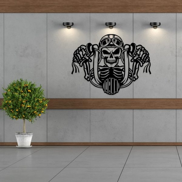 Herley Davidson Motorcycle Metal Art Skull Biker Sign Laser Cut Metal Signs Mancave Decor