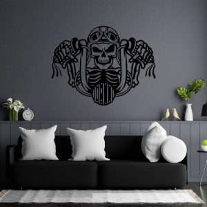 Herley Davidson Motorcycle Metal Art Skull Biker Sign Laser Cut Metal Signs Mancave Decor 6