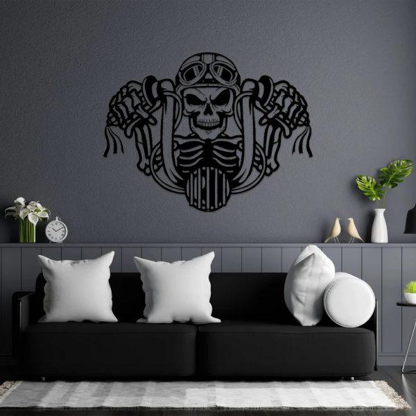 Herley Davidson Motorcycle Metal Art Skull Biker Sign Laser Cut Metal Signs Mancave Decor