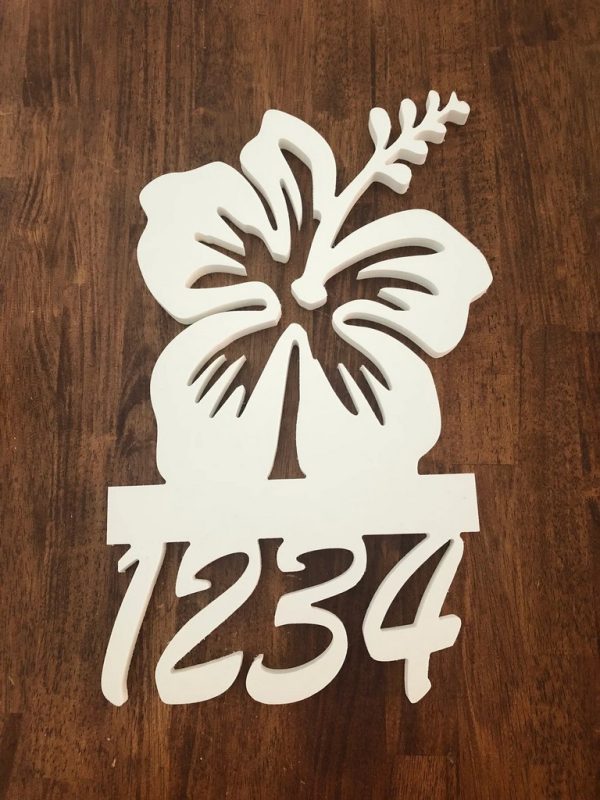 Hibiscus Art Personalized House Number Metal Sign Custom Address Sign Outdoor Decor