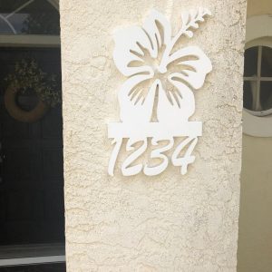 Hibiscus Art Personalized House Number Metal Sign Custom Address Sign Outdoor Decor 3