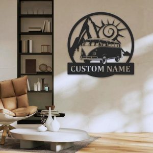 Neueste Kreation 2024 Hippie Camping Van Metal Wall Camping & Custom Van Laser Art Signs Metal Decor Cut Funny Signs, Sign RVs Metal Home - Sign Camper Personalized Gift Camping Home Decor & Art Name
