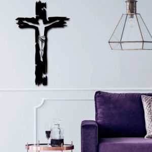 Jesus Face Cross Wall Art Religious Art Lazer Cut Metal Signs Home Decor 3