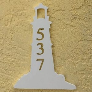 Lighthouse Metal Art Custom House Number Metal Sign Address Signs Beach House Decor