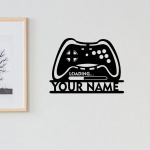 Loading Game Control Metal Art Personalized Gamer Name Sign Gaming Room Decoration