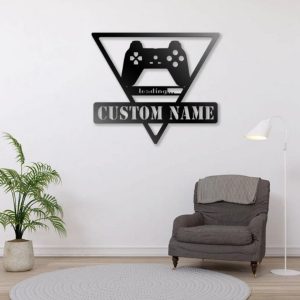 Loading Game Controller Metal Art Personalized Metal Name Signs Gaming Room Decor Gift for Gamer