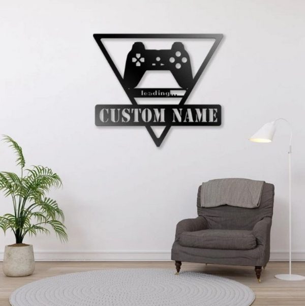 Loading Game Controller Metal Art Personalized Metal Name Signs Gaming Room Decor Gift for Gamer