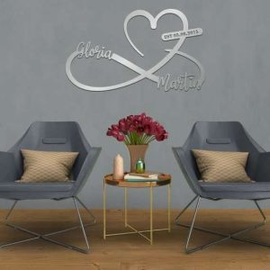 Metal Heart and Infinity Customized Names and Date Sign Personalized Metal Signs Metal Family Signs 2