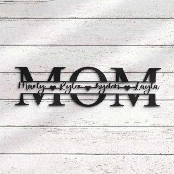 Mom Kids Metal Wall Art Personalized Metal Signs Mama Children Family Name Sign Home Decor Mother Day Gift