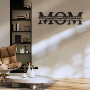 Mom Kids Metal Wall Art Personalized Metal Signs Mama Children Family Name Sign Home Decor Mother Day Gift
