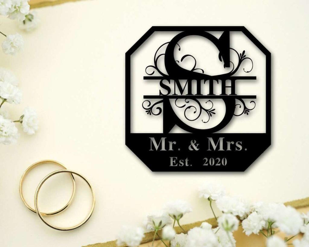 Mr & Mrs Sign, Custom Wedding Name Sign, Personalized Metal Last Name Sign, Wedding Gift, Anniversary Gift