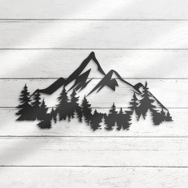 Nature Mountain Forest Metal Wall Art Laser Cut Metal Signs Hiking Camper Sign Home Decoration