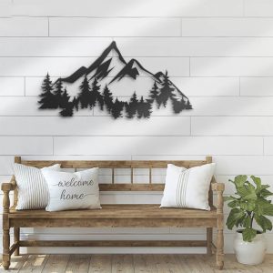 Nature Mountain Forest Metal Wall Art Laser Cut Metal Signs Hiking Camper Sign Home Decoration 3