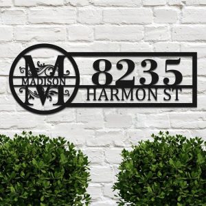 Personalized Address Sign Custom Metal Family Name sign Front Door Decor Housewarming Gift 1