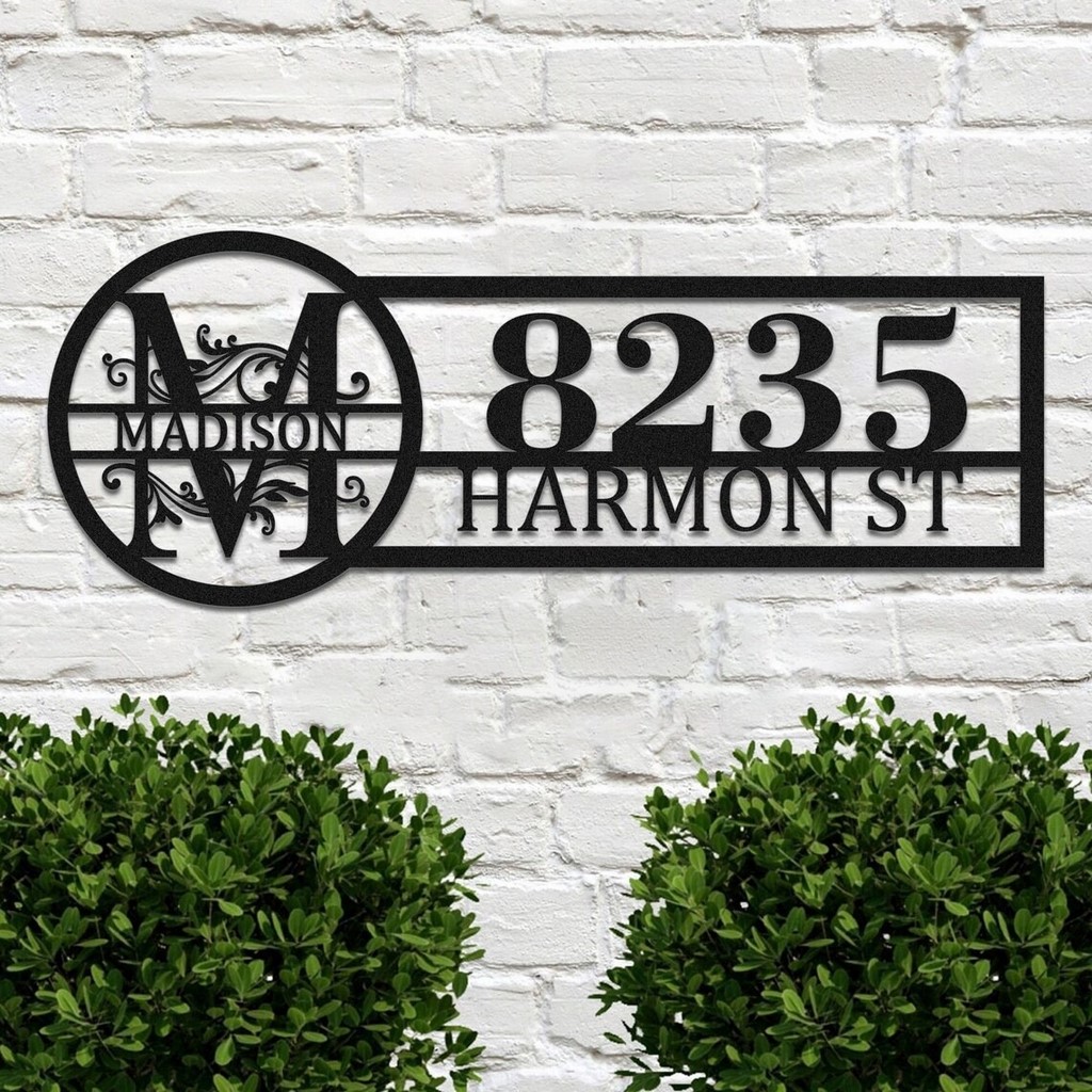 Personalized Address Sign Custom Metal Family Name Sign Front Door Decor Housewarming Gift