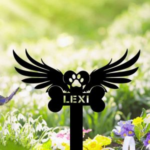 Personalized Angel Wings Dog Memorial Garden Plaques, Custom Pet Housewarming Home Wall Decor Remembrance Gift