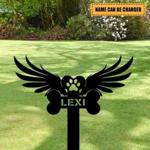 Personalized Angel WIngs Dog Memorial Garden Plaques Custom Pet Housewarming Home Wall Decor Remembrance Gift 3 2