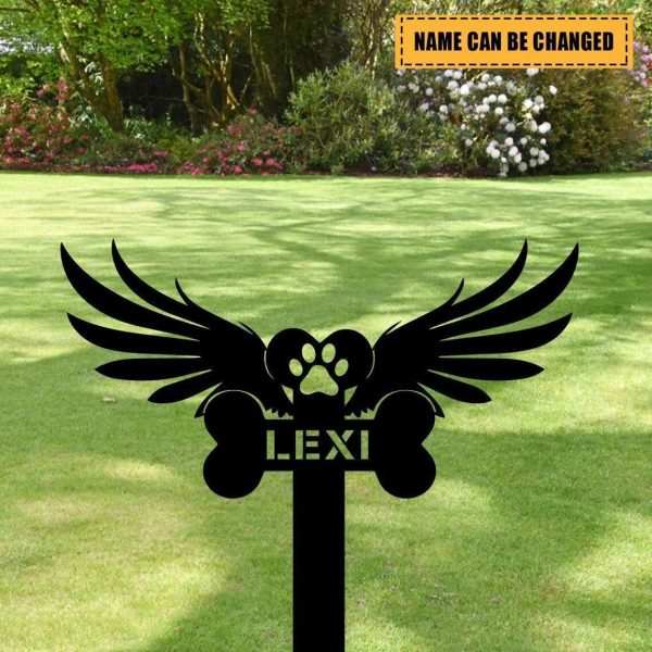 Personalized Angel Wings Dog Memorial Garden Plaques, Custom Pet Housewarming Home Wall Decor Remembrance Gift