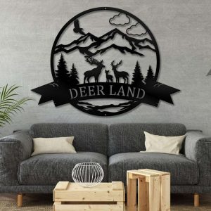 Personalized Deer Metal Cabin Sign Outdoor Hunter Wildlife Personalized Metal Signs Housewarming Gift 1