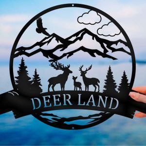 Personalized Deer Metal Cabin Sign Outdoor Hunter Wildlife Personalized Metal Signs Housewarming Gift 3