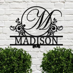 Personalized Family Name Monogram Sign Wreath  Custom Monogram Initial Letter Signs Home Outdoor Decor