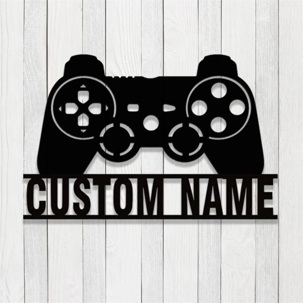 Personalized Game Control Metal Sign Video Game Room Decor Custom Gamer Name Signs