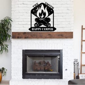 Personalized Happy Camper Metal Signs Campfire Sign Decor Camping Metal Wall Art Campsite Outdoor Decor 4