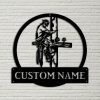 Personalized Metal Electrical Lineman Sign Custom Name Sign Lineman Gifts for Dad 1