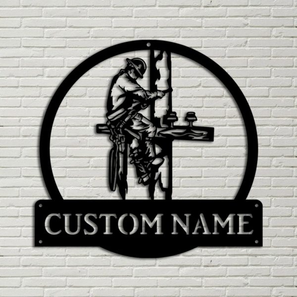 Personalized Metal Electrical Lineman Sign Custom Name Sign Lineman Gifts for Dad