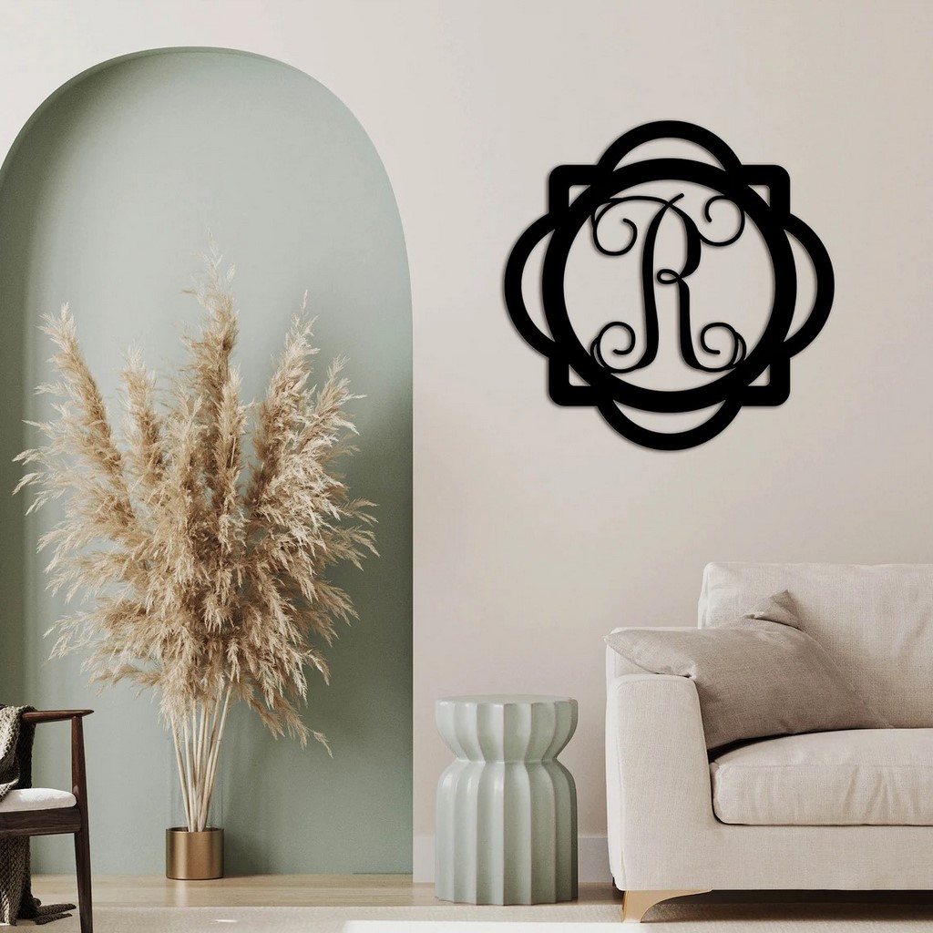 Custom Initial Monogram Metal Sign - Made from Steel - Indoor Outdoor