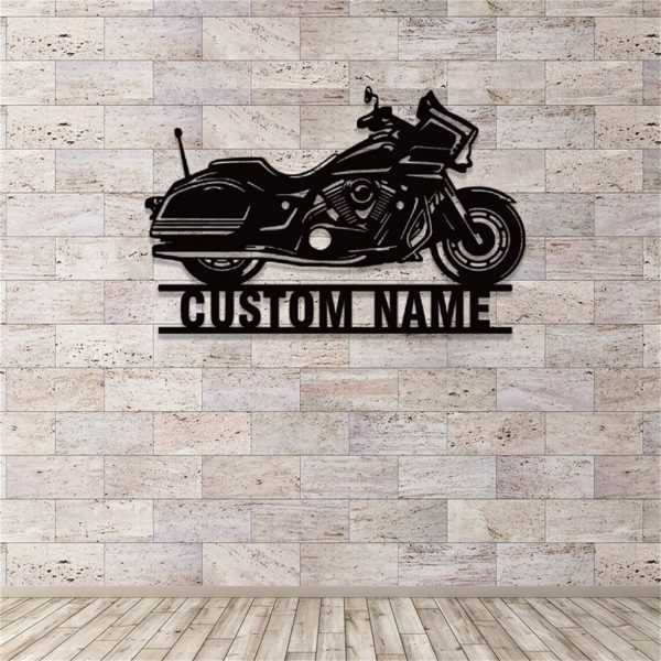Personalized Motorcycle Metal Sign Custom Biker Name Sign Garage Wall Decor