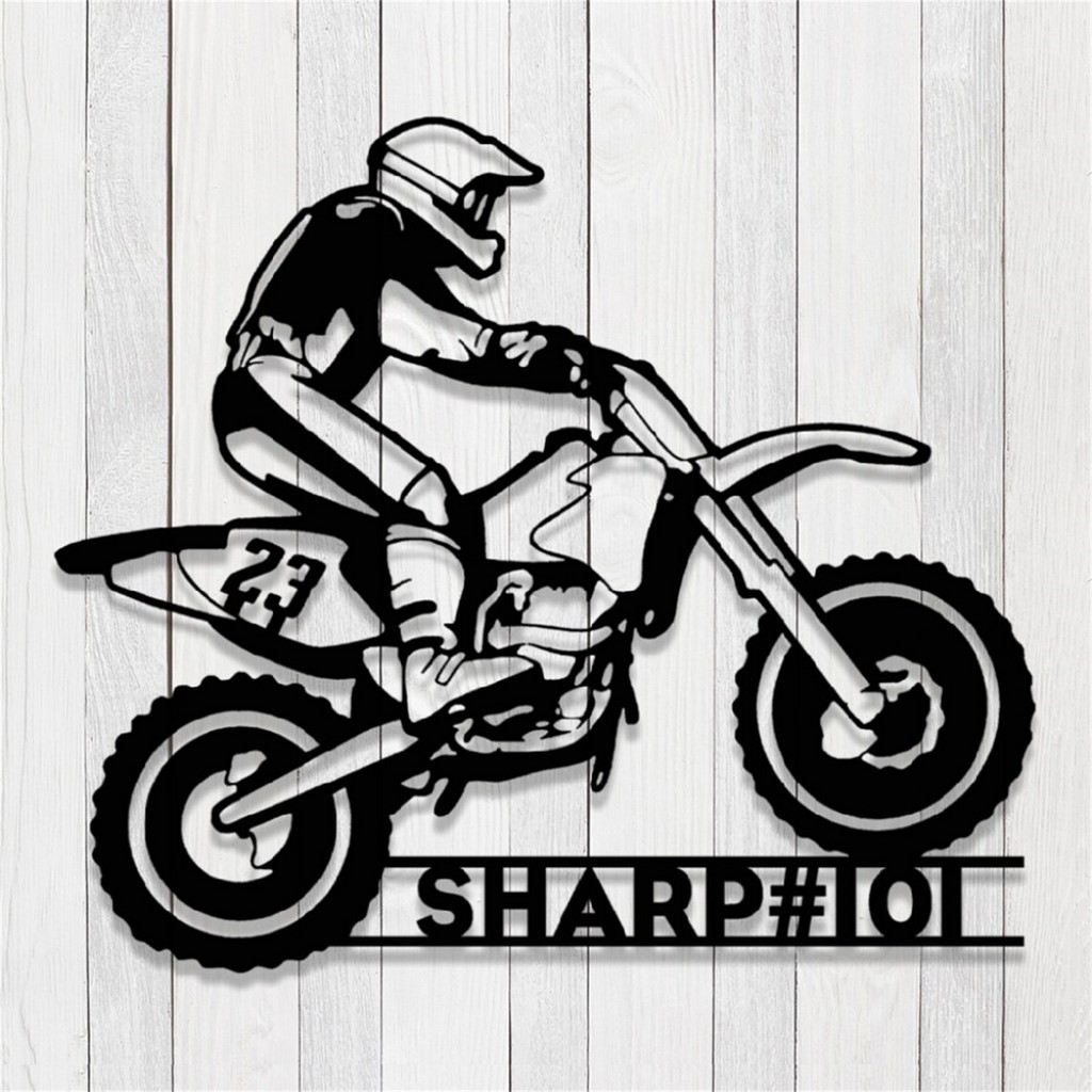 Personalized Motorcycle Metal Sign Custom Biker Name Sign Motocross Rider Garage Decor