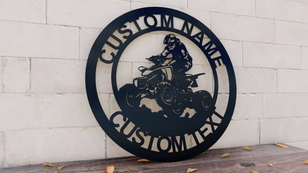 Personalized Quad Rider Metal Art ATV Rider Sign Custom Metal Name Signs Gift for Biker Garage Decor