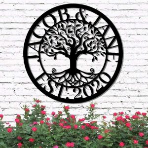 Personalized Tree Of Life Family Name Sign Monogram Wall Decor Family Established Sign