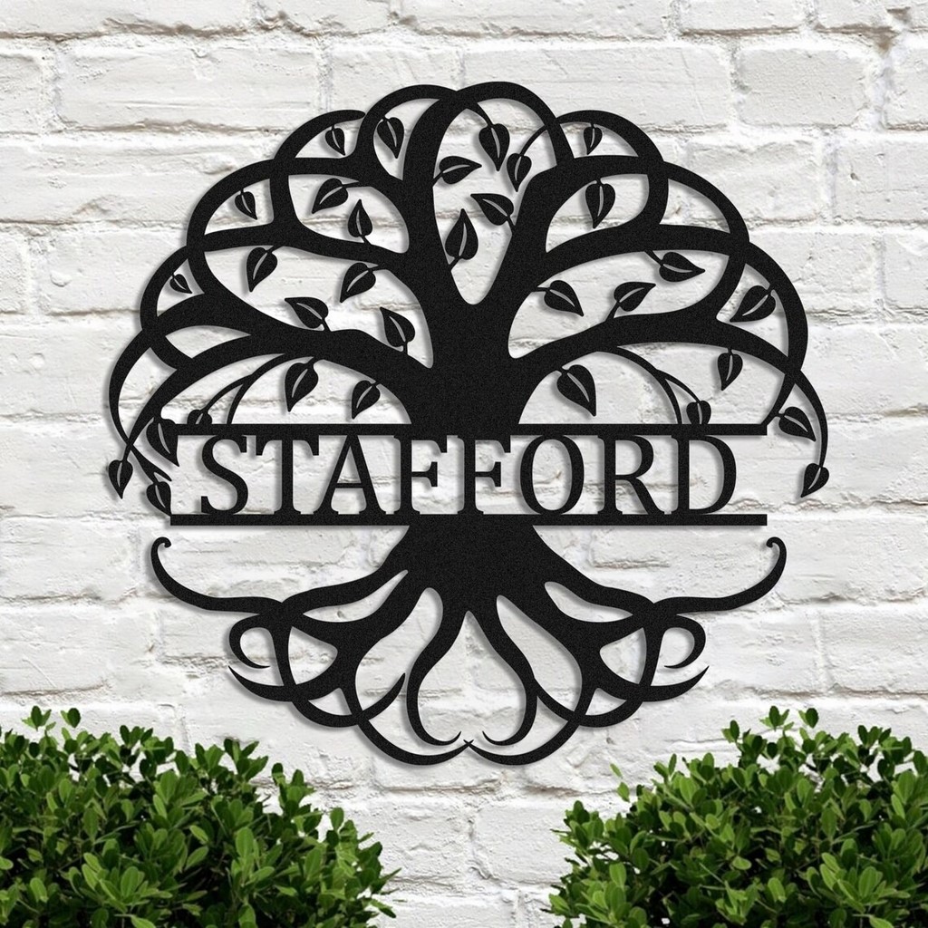 Personalized Tree Of Life Metal Sign Custom Metal Family Name Sign Front Door Decor Housewarming Gift