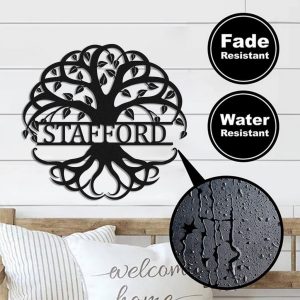 Personalized Tree Of Life Metal Sign Custom Metal Family Name Sign Front Door Decor Housewarming Gift 5