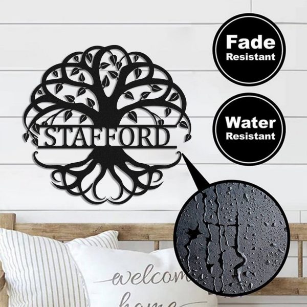 Personalized Tree Of Life Metal Sign Custom Metal Family Name Sign Front Door Decor Housewarming Gift