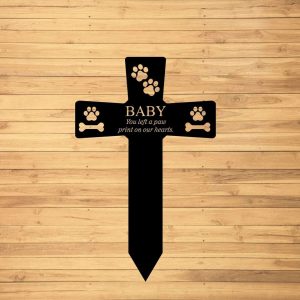Personalized You Left A Paw Prints on Our Hearts Metal Pets Memorial Garden Stake Dog Memorial 2
