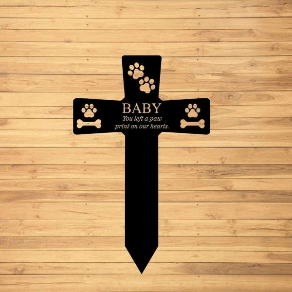 Personalized You Left A Paw Prints on Our Hearts Metal Pets Memorial Garden Stake Dog Memorial