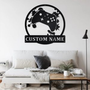 Personalized video Game controller Metal Art Custom Gamer Name Sign Gaming Room Decoration 3