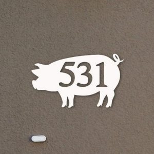 Pig Metal Art Custom House Number Sign Address Signs Farm House Decor 1