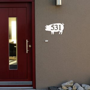 Pig Metal Art Custom House Number Sign Address Signs Farm House Decor 2