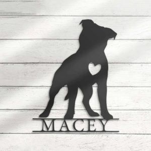 Pitbull Memorial Metal Wall Art Personalized Dog Lover Name Sign Gift for Pet Owner Pet Decoration Housewarming Gift