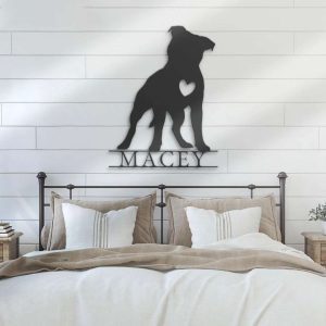 Pitbull Memorial Metal Wall Art Personalized Dog Lover Name Sign Gift for Pet Owner Pet Decoration Housewarming Gift 2