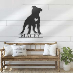 Pitbull Memorial Metal Wall Art Personalized Dog Lover Name Sign Gift for Pet Owner Pet Decoration Housewarming Gift 3