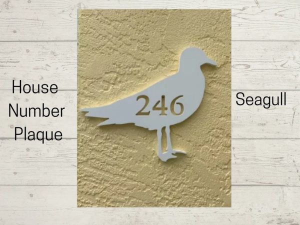 Seagull Bird Art Personalized House Number Metal Sign Custom Address Sign Beach House Decor