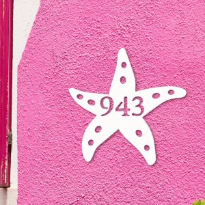 Starfish Metal Art Personalized House Number Metal Sign Custom Address Sign Home Outdoor Decor 3